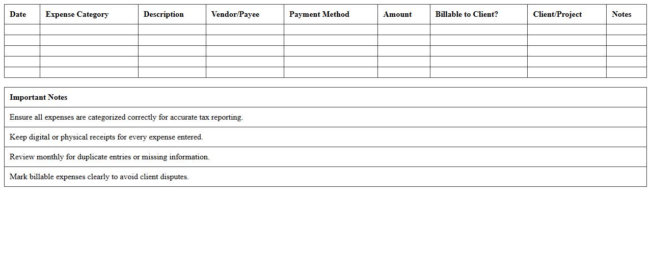 Freelance Work Expense Breakdown Excel Sheet