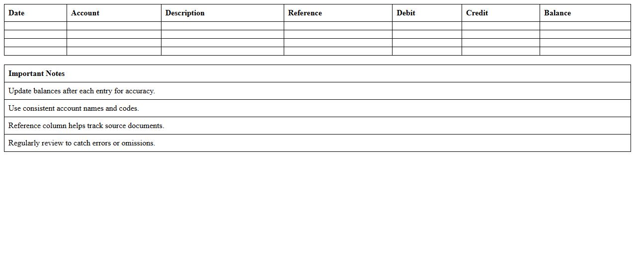General Ledger Excel Workbook