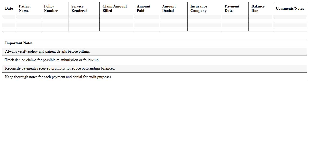 Health Insurance Billing Reconciliation Spreadsheet
