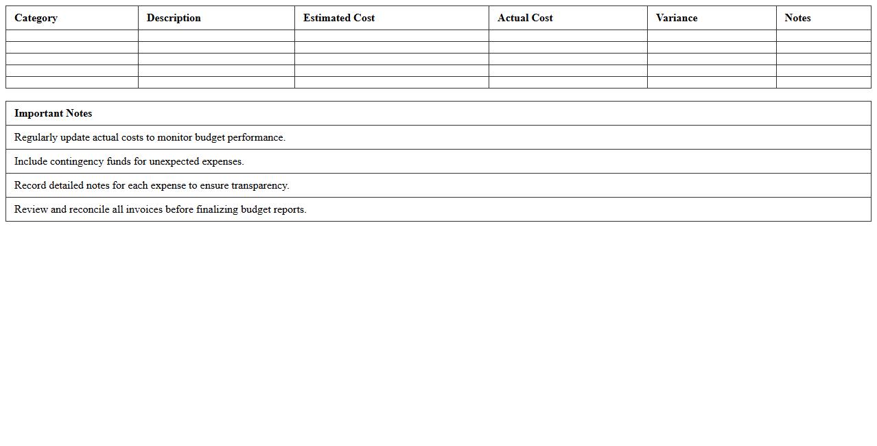 Hospitality Event Budget Management Excel