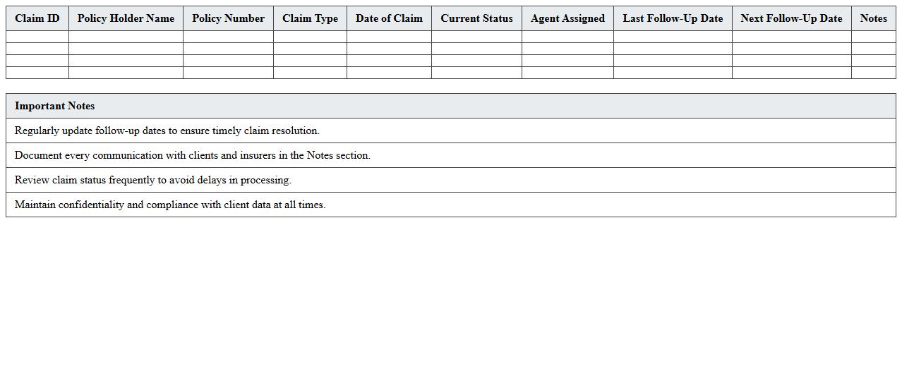 Insurance Claim Follow-Up Tracker for Agents