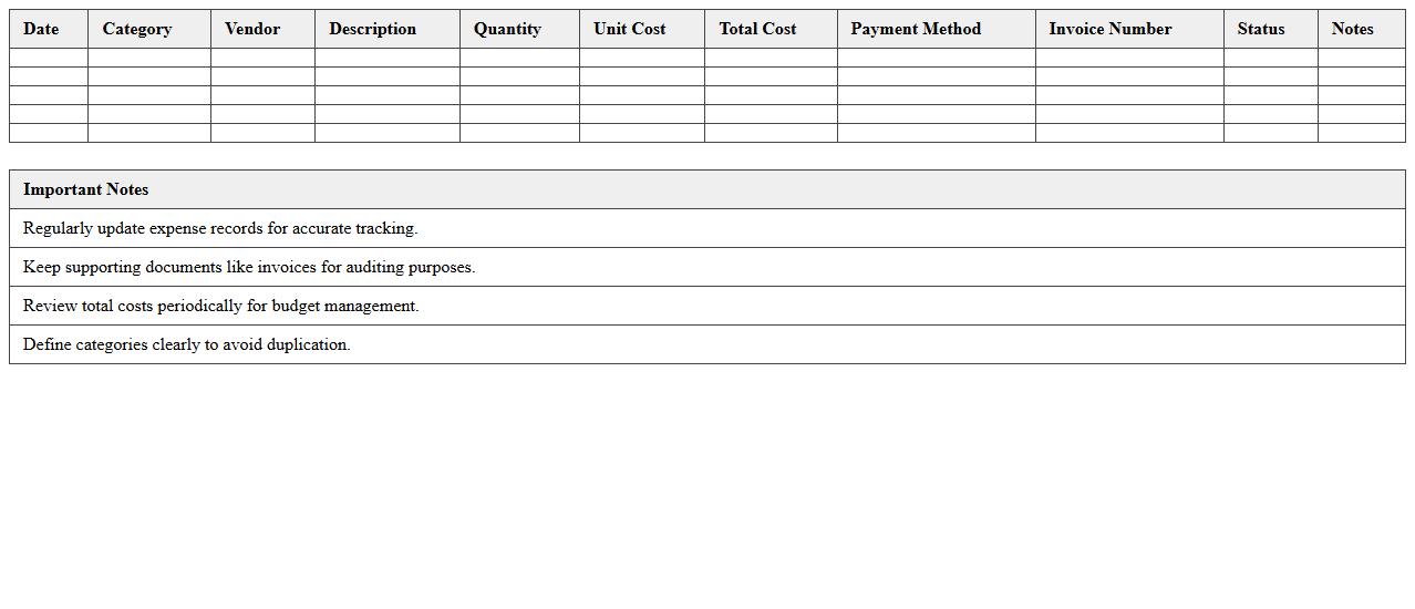 IT Infrastructure Expense Tracker Spreadsheet
