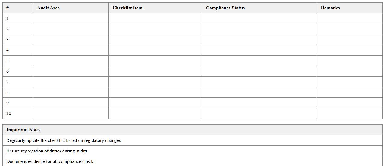 IT Security Audit Checklist for Banks Excel