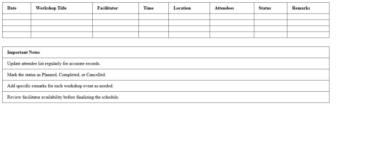 IT Workshop Planner Excel Template