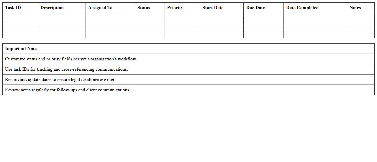 Legal Discovery Task Tracker Excel Template