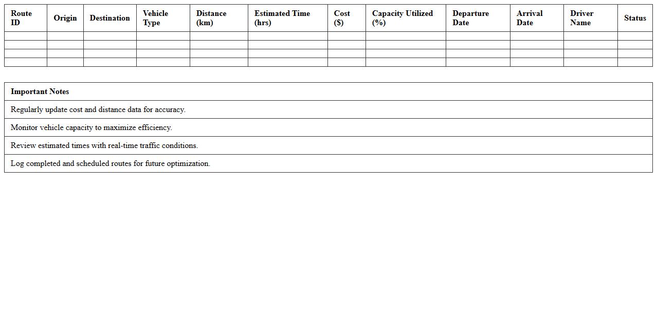 Logistics Network Route Optimization Planner