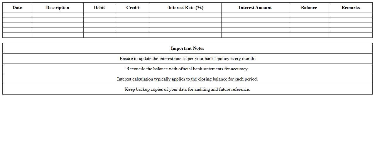 Monthly Bank Interest Statement Excel Template