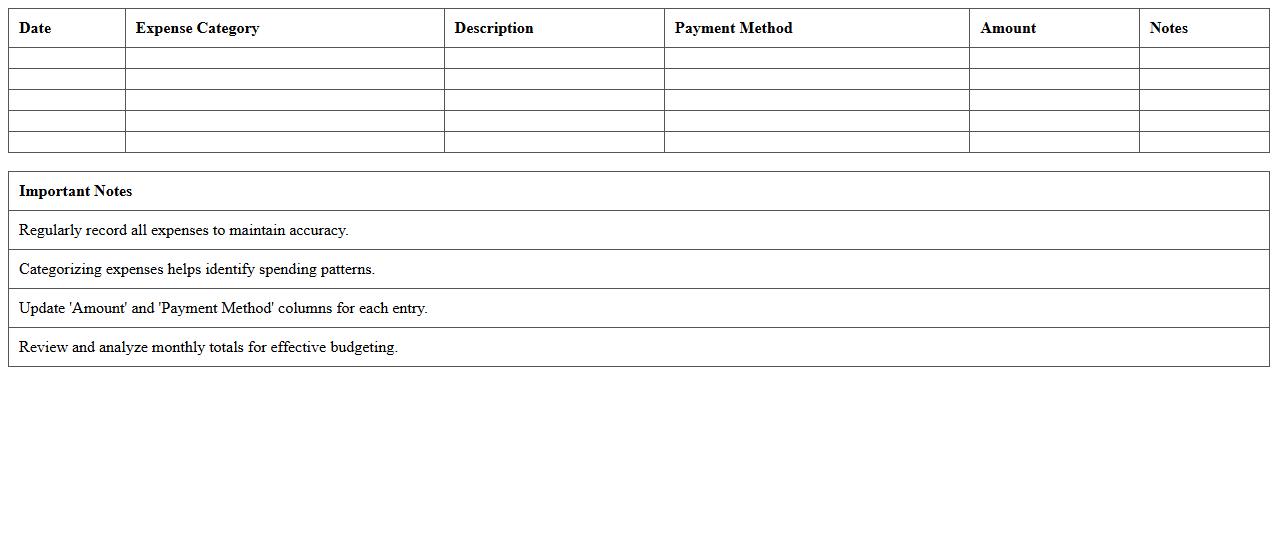 Monthly Expense Tracker Excel Template