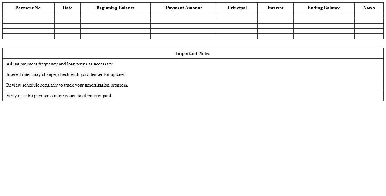 Mortgage and Loan Payment Schedule Sheet