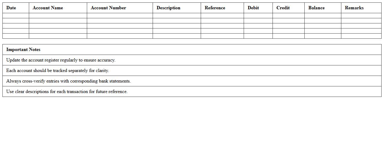 Multiple Account Register Excel Template