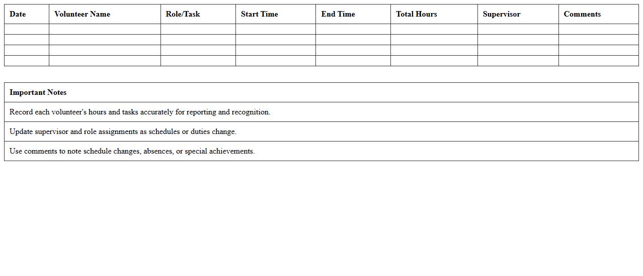Nonprofit Volunteer Schedule Tracker Excel Template