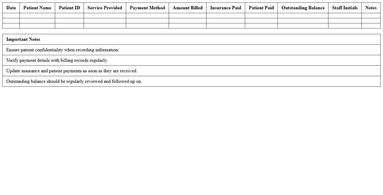 Patient Payment Log Excel Template for Medical Offices