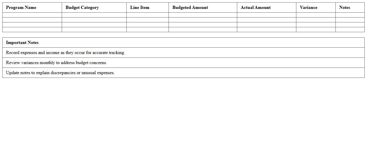 Program-Specific Nonprofit Budget and Expense Excel Template