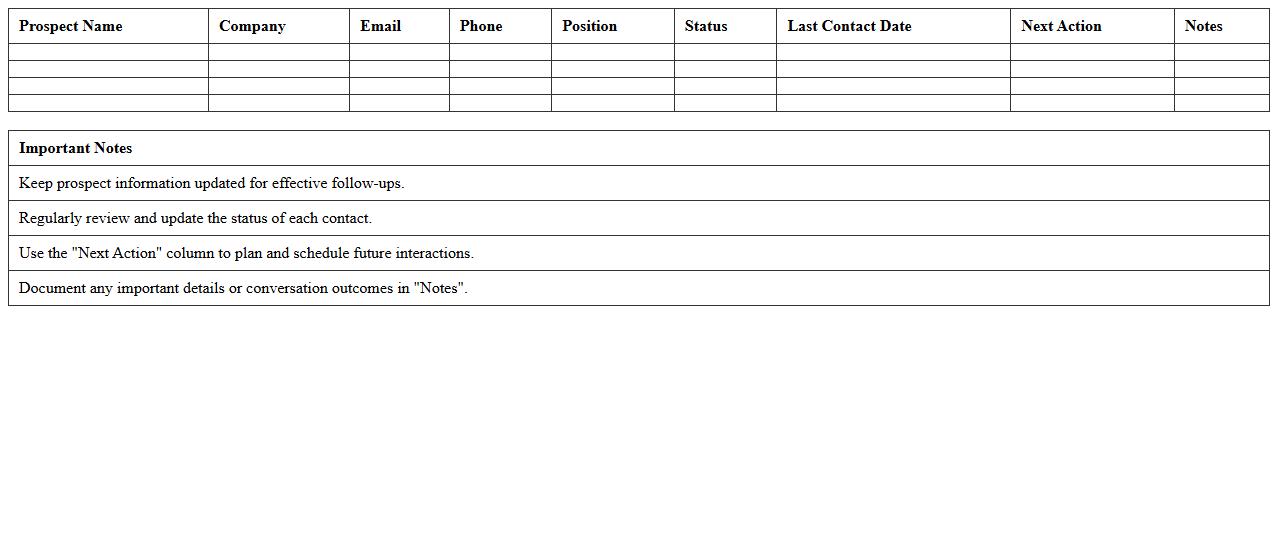 Prospect Contact Management Excel