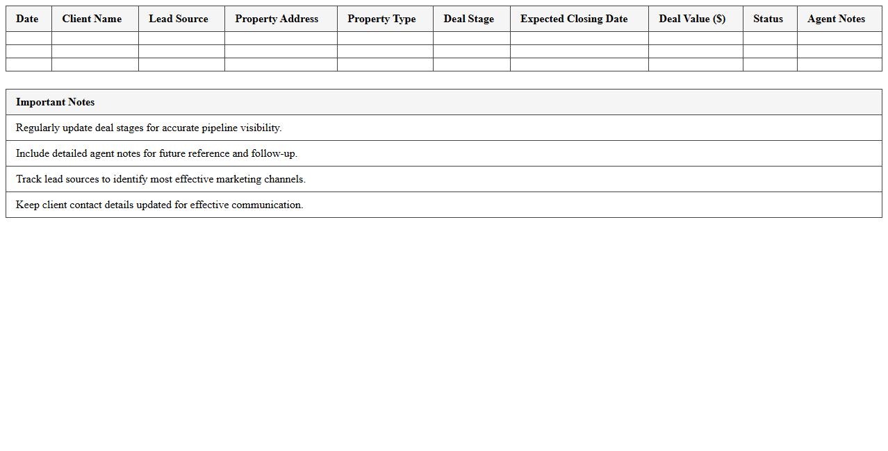 Real Estate Agent Deal Flow Tracker Template