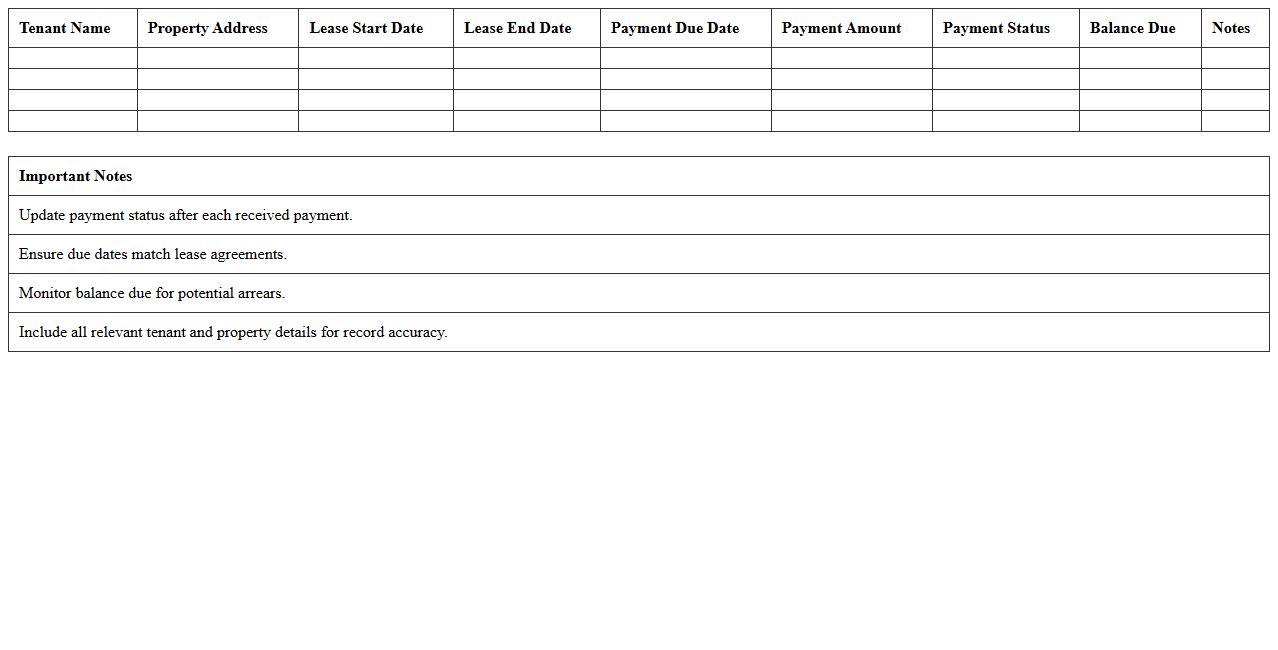 Real Estate Tenant Payment Schedule Excel Template
