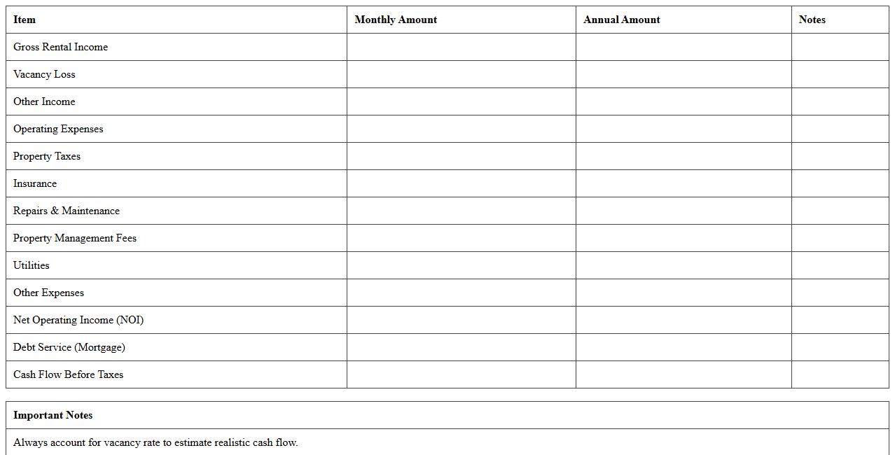 Residential Property Cash Flow Analysis Excel