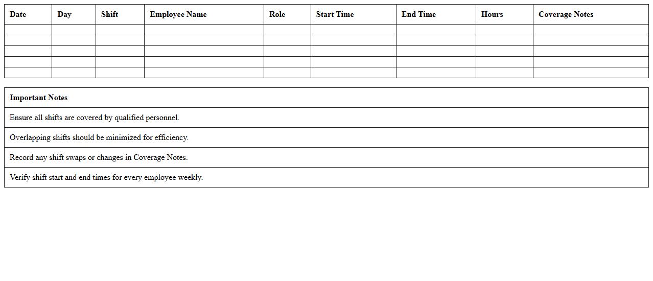 Retail Shift Assignment & Coverage Excel Template