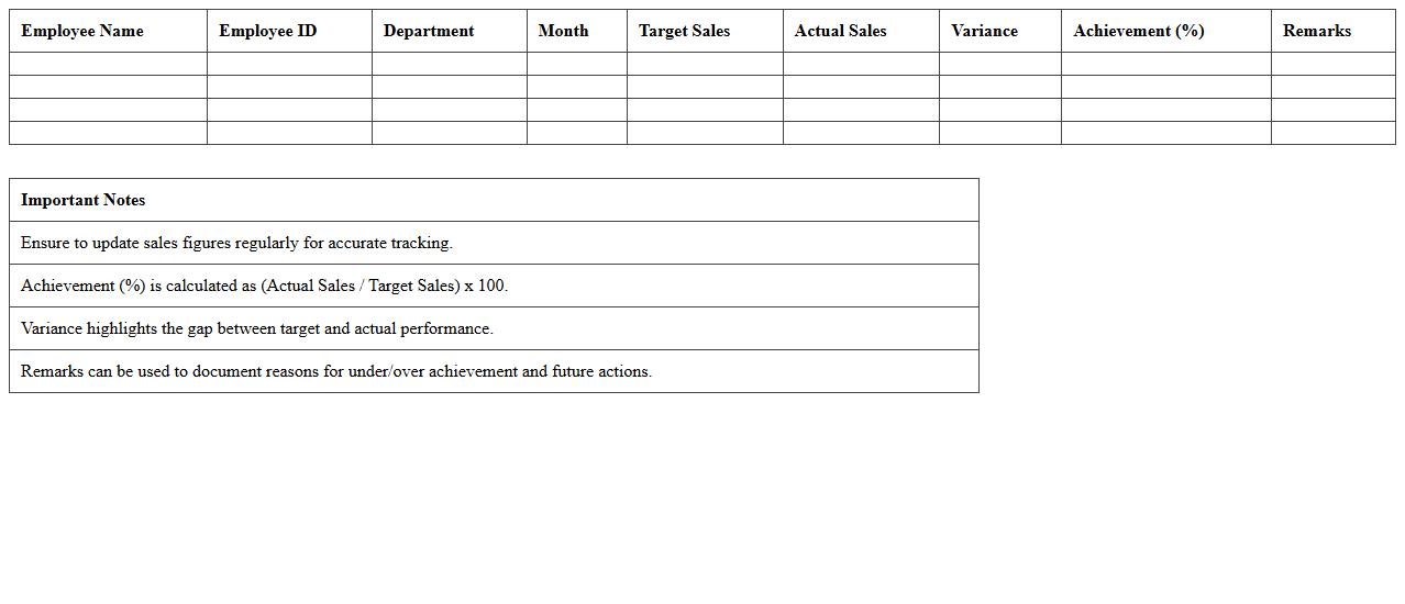 Sales by Employee Performance Tracker Excel Template
