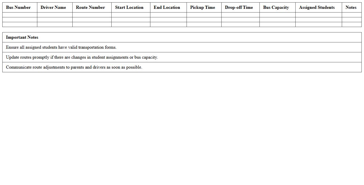 School Bus Route Assignment Tracker