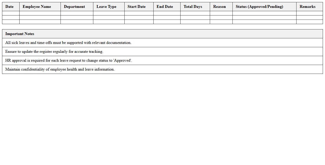 Sick Leave and Time-Off Register Template