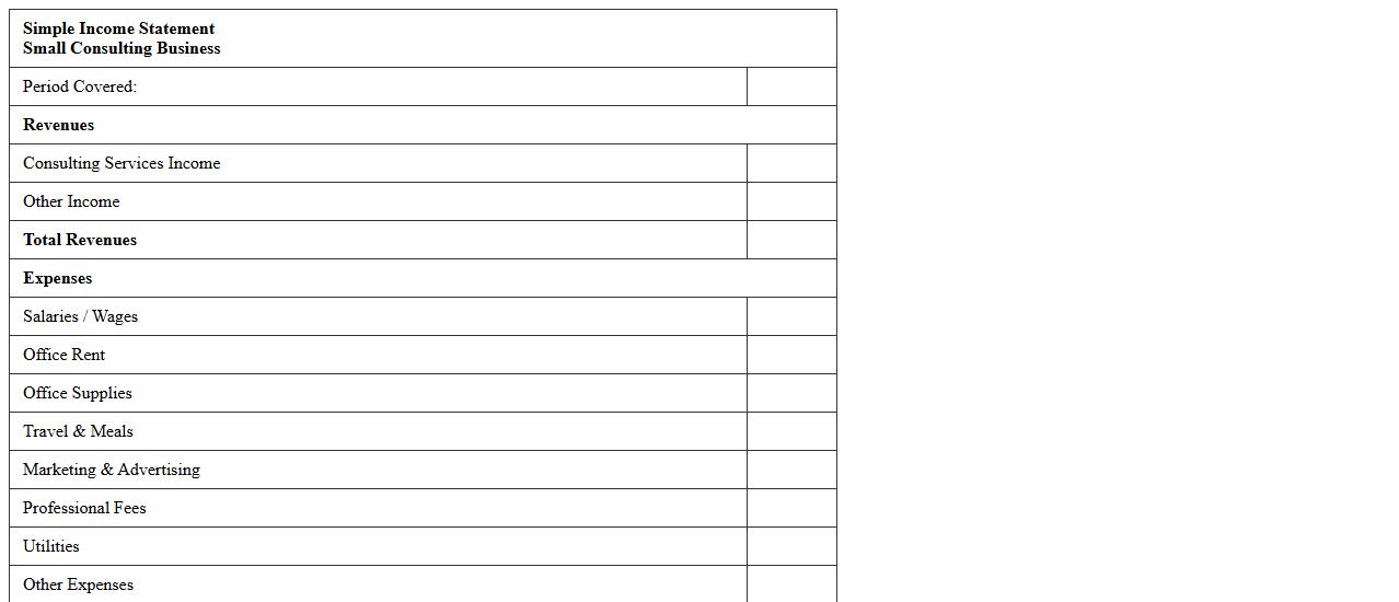 Simple Income Statement for Small Consulting Business