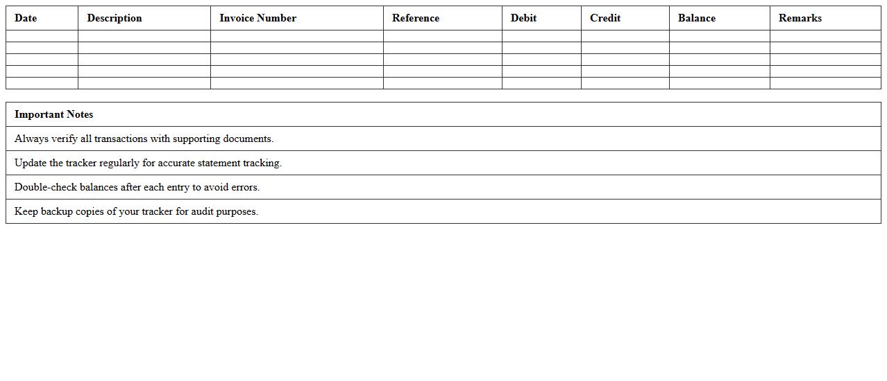 SME Customer Account Statement Tracker Excel