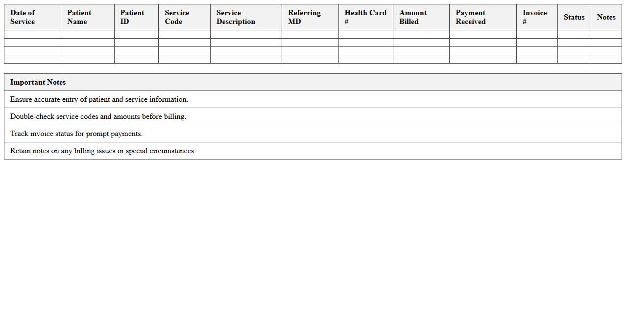 Specialist Physician Billing Excel Sheet