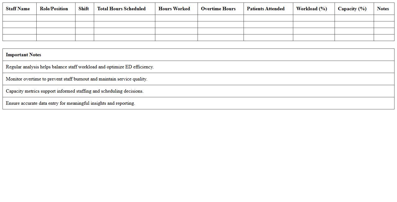 Staff Workload and Capacity Excel Analysis for EDs