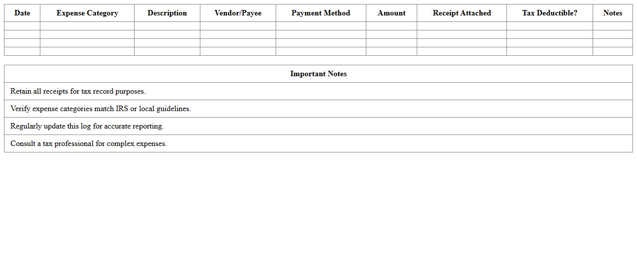 Tax-Ready Expense Log Template