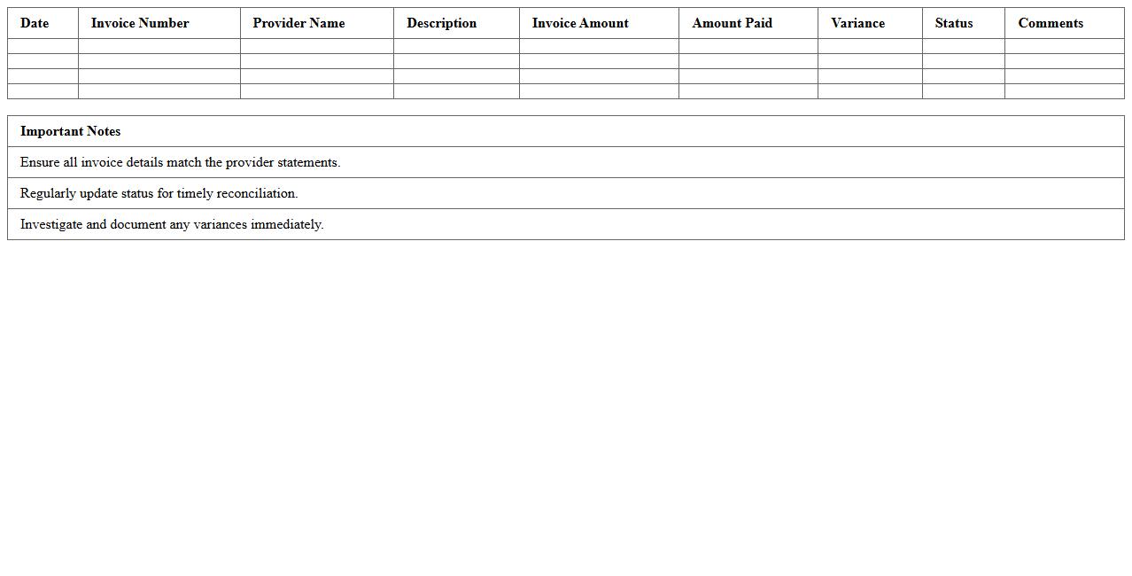 Third-Party Provider Invoice Reconciliation Template