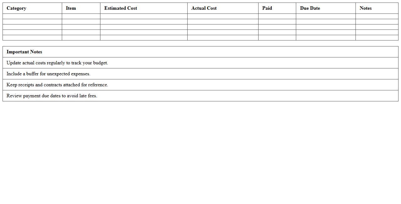 Wedding Budget Planner Excel Spreadsheet