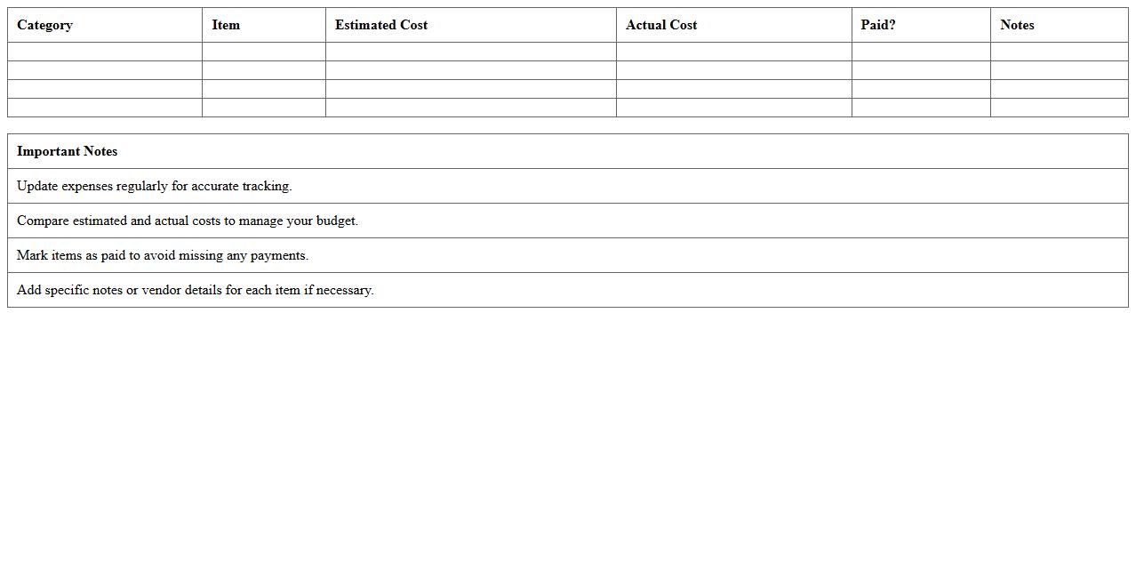 Wedding Expense Monitor Excel