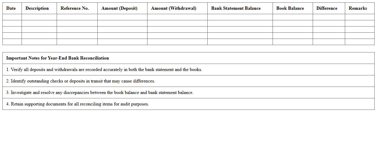 Year-End Bank Reconciliation Excel Template