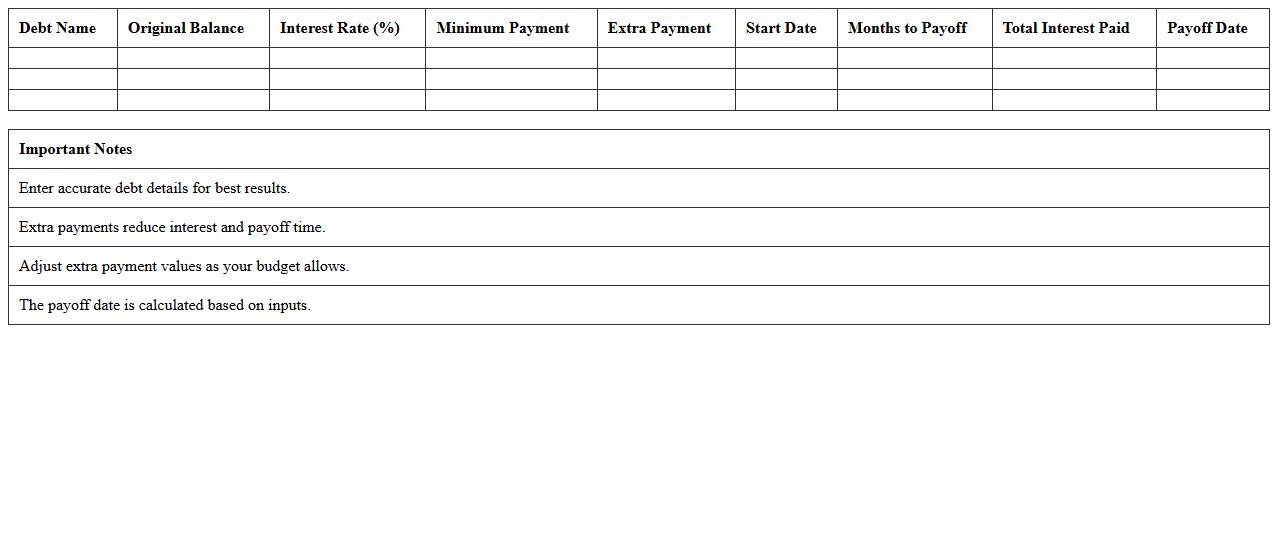 Accelerated Debt Paydown Calculator Excel Template