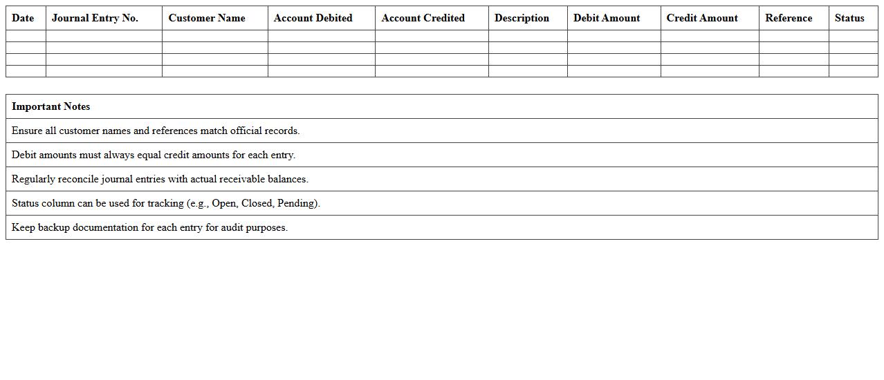 Accounts Receivable Journal Entry Excel Template