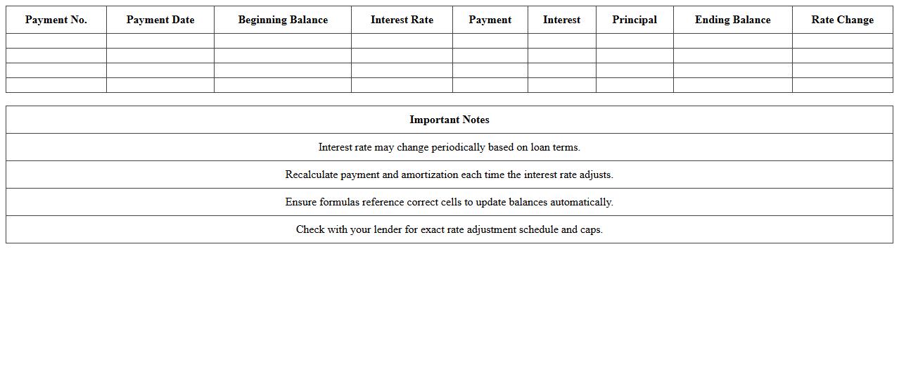 Adjustable-Rate Loan Amortization Excel Template