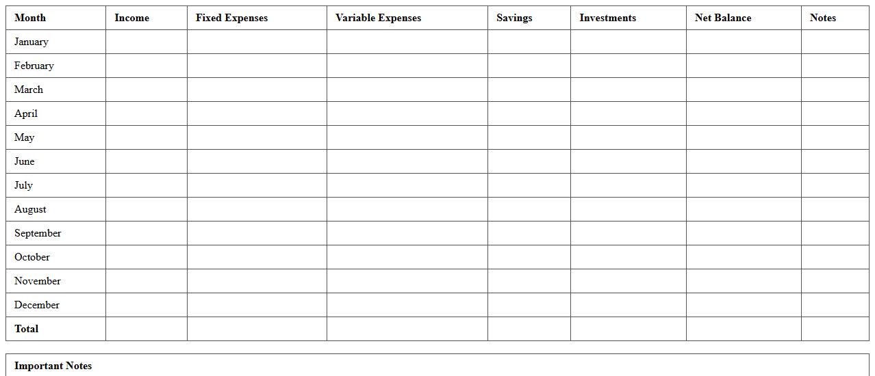 Annual Financial Planning Workbook