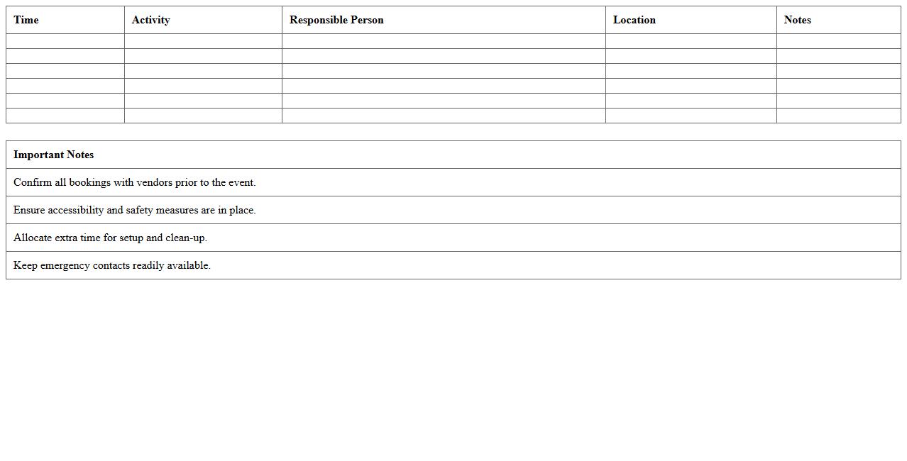 Banquet Hall Event Timeline Planner