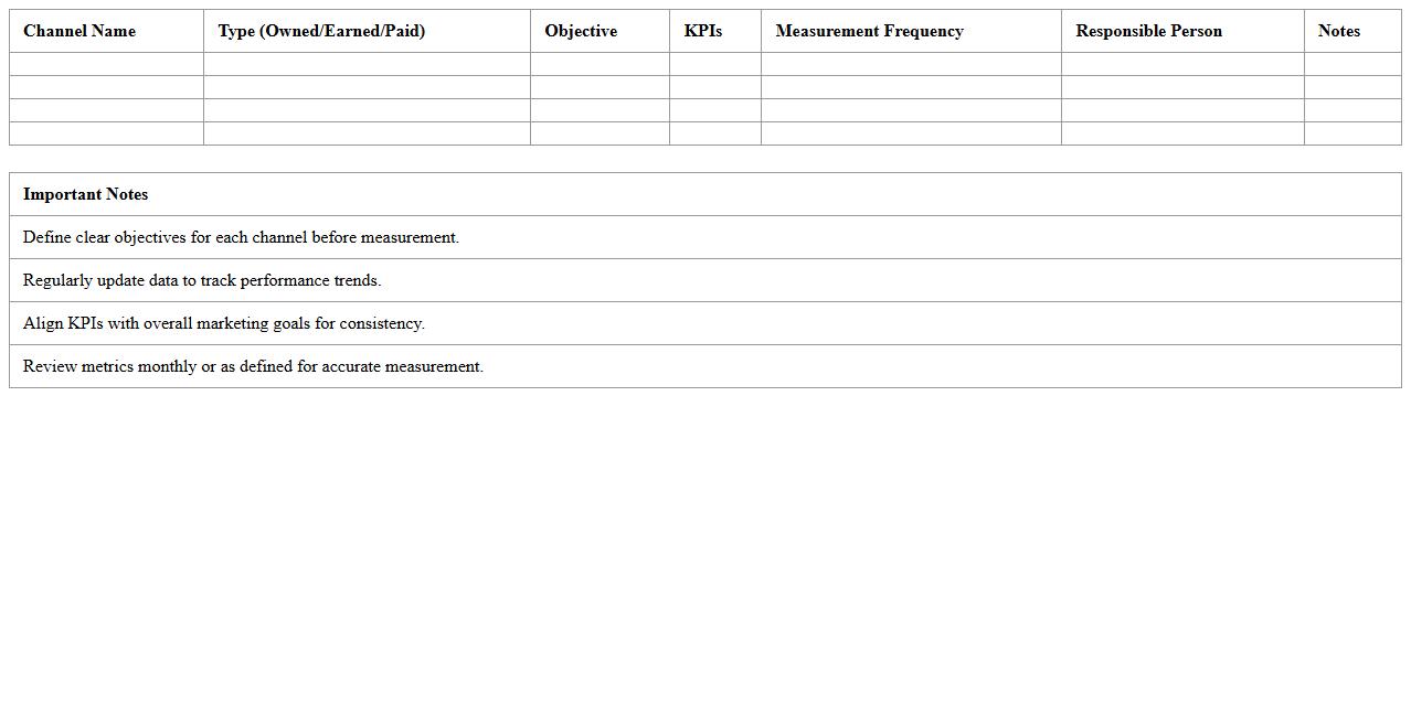 Content Distribution Channel Measurement Excel Template