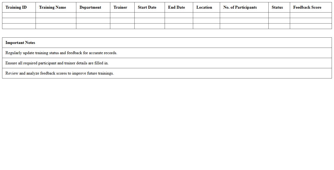 Corporate Training Management Excel Template
