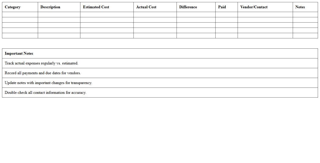 Detailed Event Budget Planner Excel