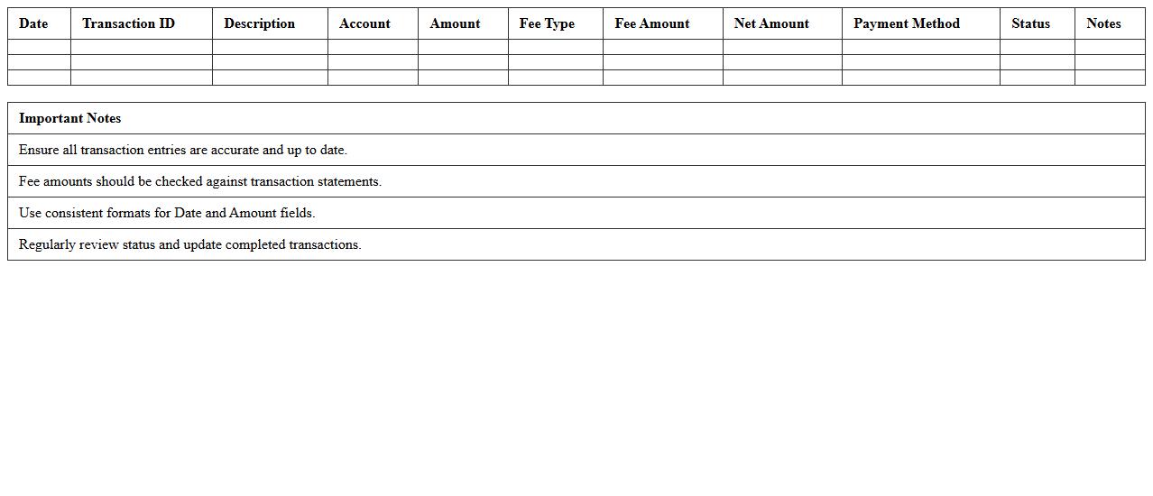 Detailed Transaction Fee Analysis Excel Tracker