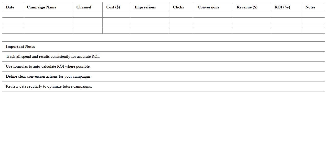 Digital Marketing ROI Tracking Spreadsheet