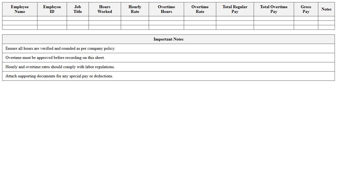 Direct Labor Cost Calculation Sheet