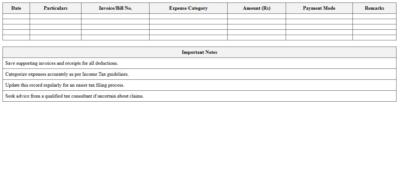 Doctors’ Tax Deduction Record Excel Template