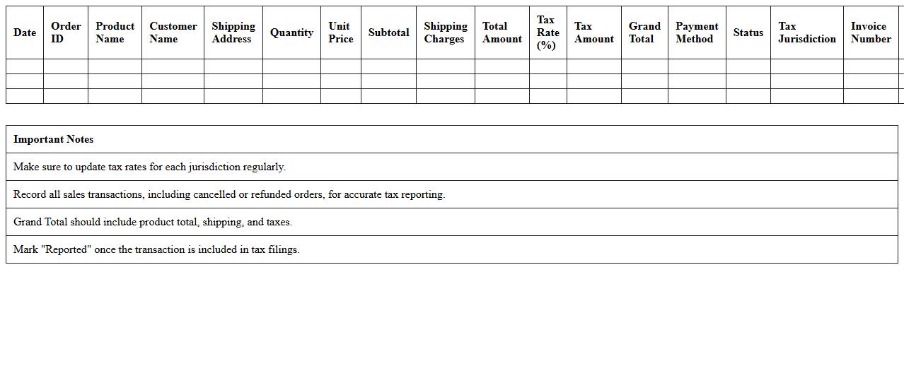 E-commerce Tax Calculation and Reporting Excel Sheet
