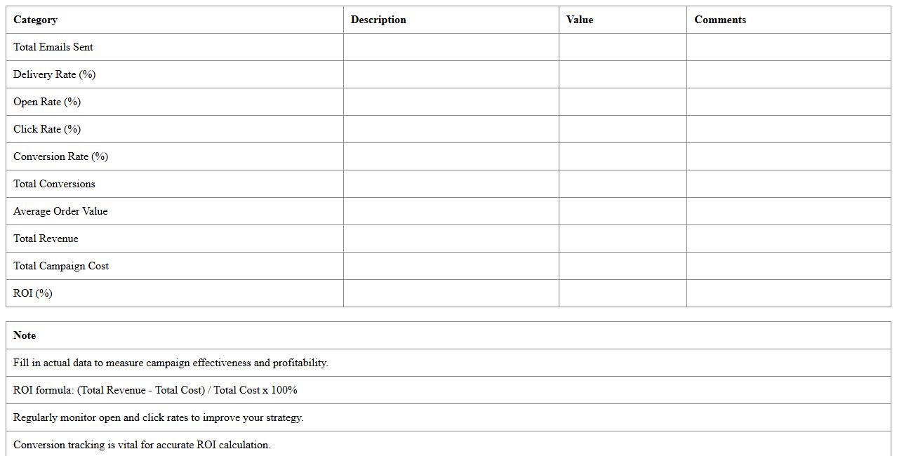 Email Marketing ROI Analysis Excel Template