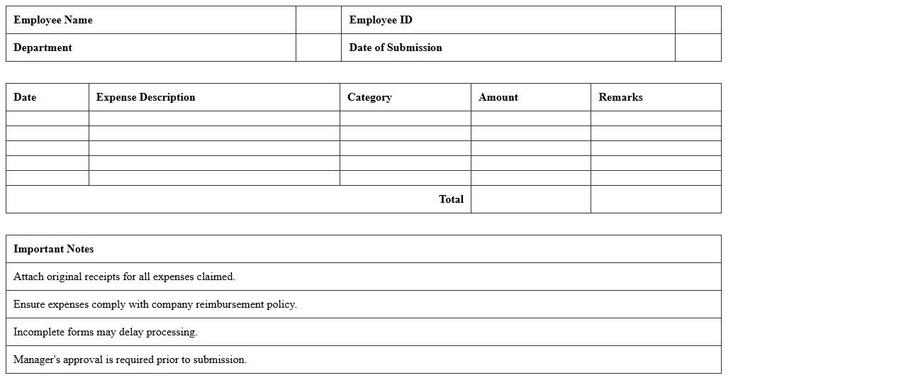 Employee Reimbursement Form Excel