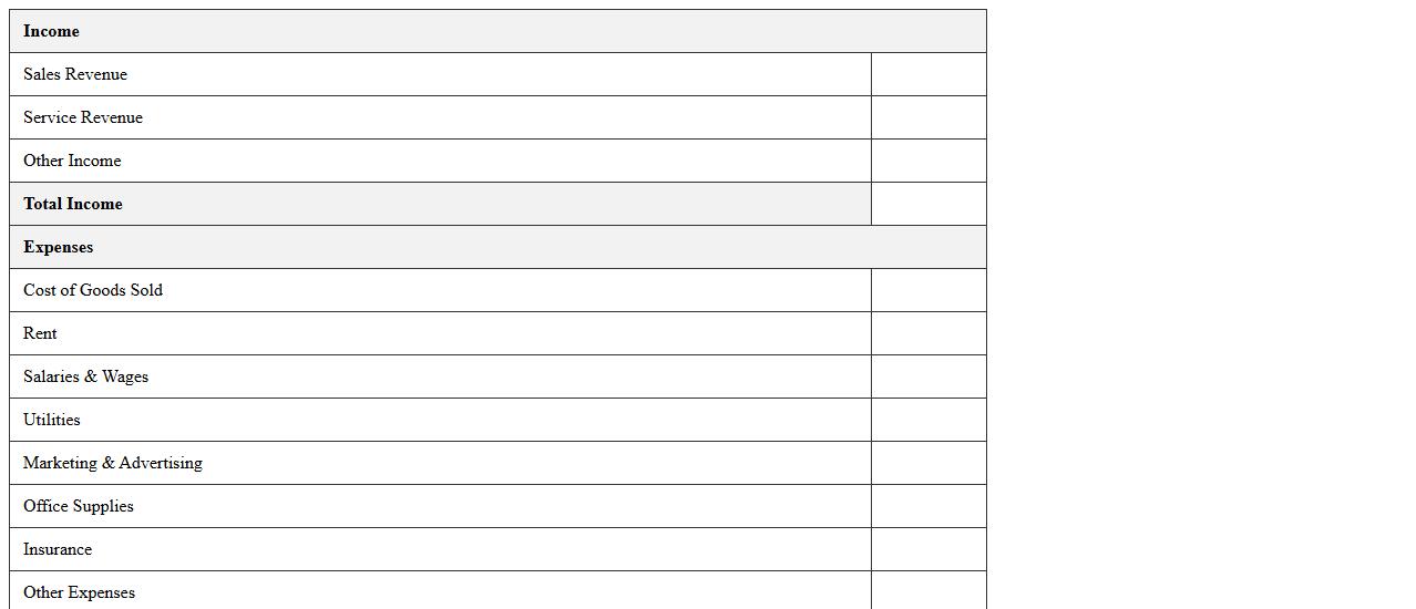 Expense and Income Statement Excel Template for Small Businesses